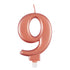 Metallic Rose Gold Number 9 Birthday Candle