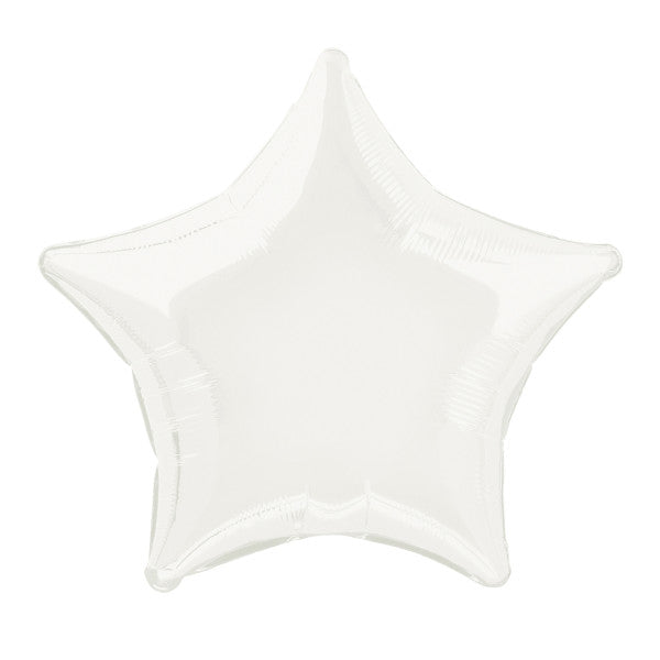 Solid Star Foil Balloon 20'',  - White