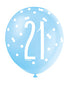Blue Glitz 21st Birthday Latex Balloons 6pk