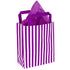 Purple Candy Striped Paper Bag with Handles