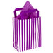 Purple Candy Striped Paper Bag with Handles