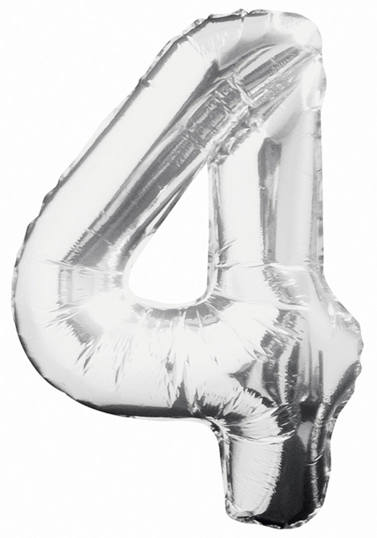 Giant Silver Foil Number '4' Balloon