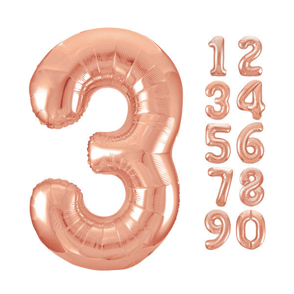Rose Gold Number 3 Shaped Foil Balloon 34'',