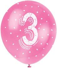 Pearlised Latex Assorted Number 3 Birthday Balloons, Pack of 5