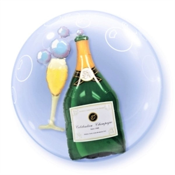 Champagne And Glass Double Bubble Balloon