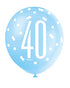 Blue Glitz 40th Birthday Latex Balloons 6pk