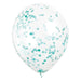 Clear Latex Balloons with Caribbean Teal Confetti 12'', 6ct