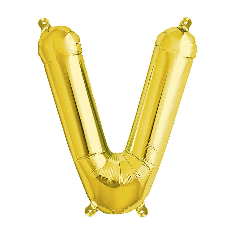 16'' Foil Letter V - Gold Packaged Air Fill