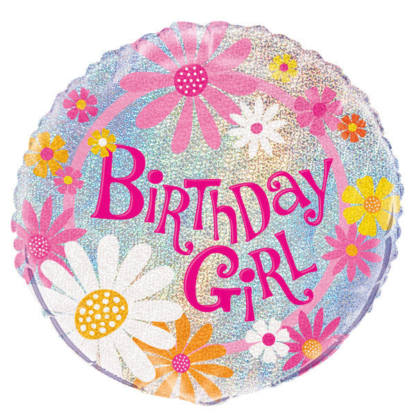 Birthday Girl Prism Round Foil Balloon 18'',