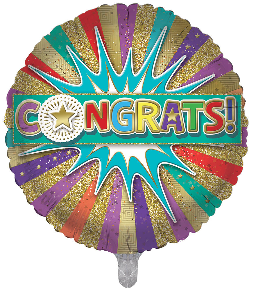 Congrats! Star Burst 18 Inch Foil Balloon