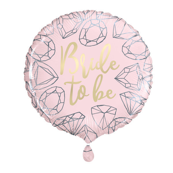 Pink Diamond Bride to Be Round Foil Balloon 18'' - Air or Helium Fill