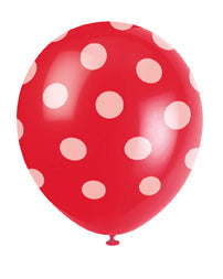 Red Polka Dot Latex Balloons 6pk