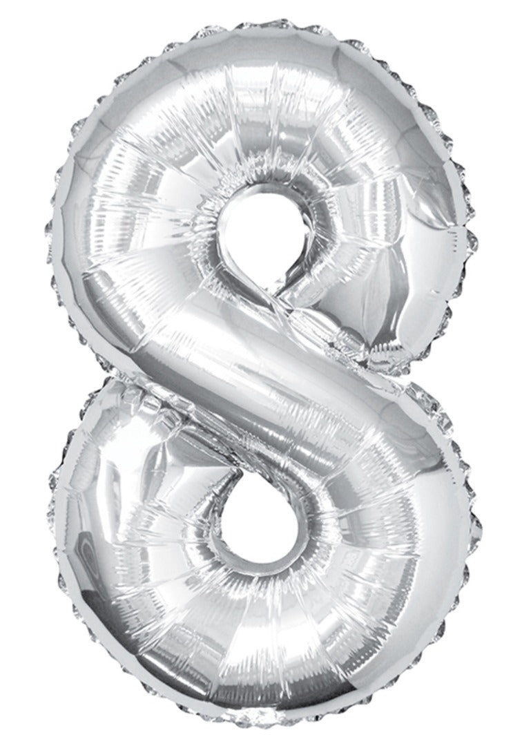 Giant Silver Foil number '8' Balloon