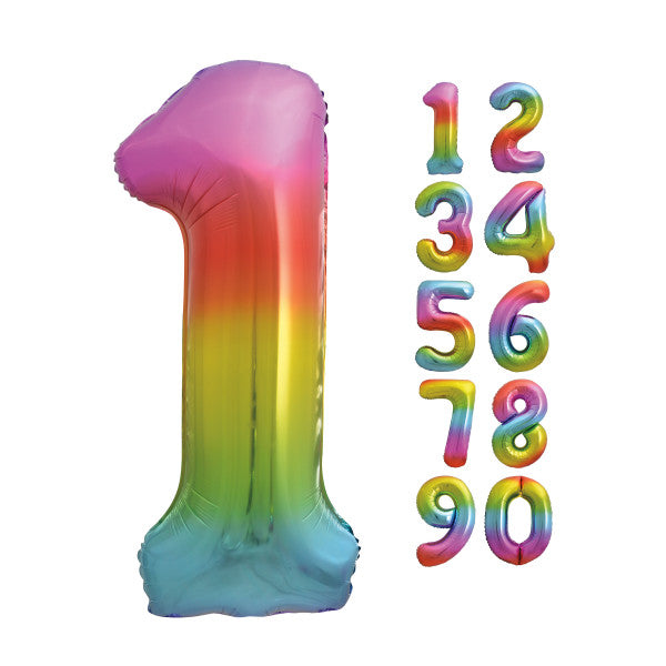 Rainbow Number 1 Shaped Foil Balloon 34'',