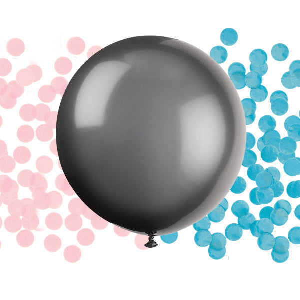 Giant Latex Gender Reveal Confetti Balloon, Black, 24in