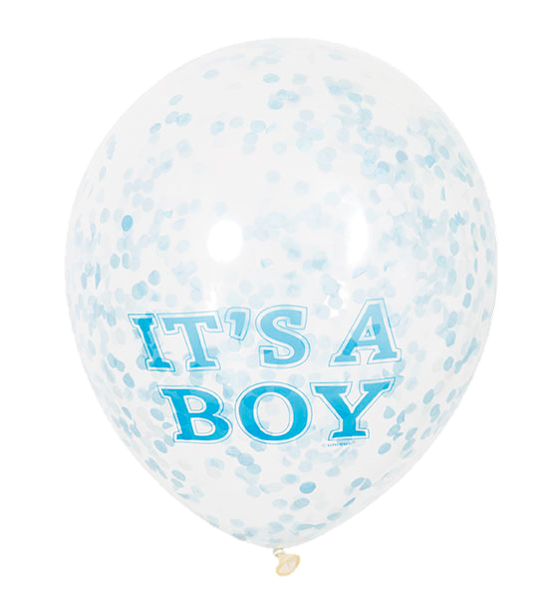 It's A Boy Confetti Balloons 6pk
