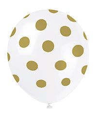 Gold Polka Dot Latex Balloons 6pk