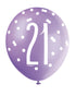 Pink Glitz 21st Birthday Latex Balloons 6pk