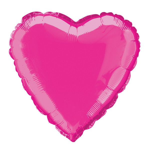 Solid Heart Foil Balloon 18'',  - Hot Pink