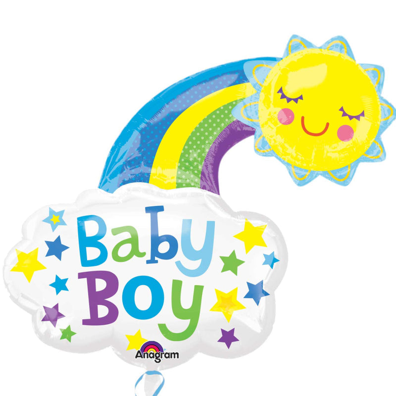 BABY BOY HAPPY SUN SHAPE FOIL 30''/76cm w x 30''/76cm