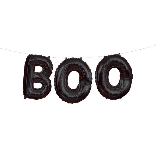 Black Boo Foil Letter Balloon Banner Kit, 14''