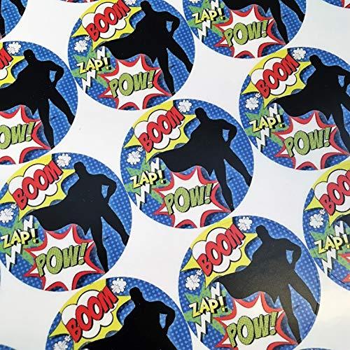 35 x Superhero Sweet Cone Stickers, Party Bag Labels