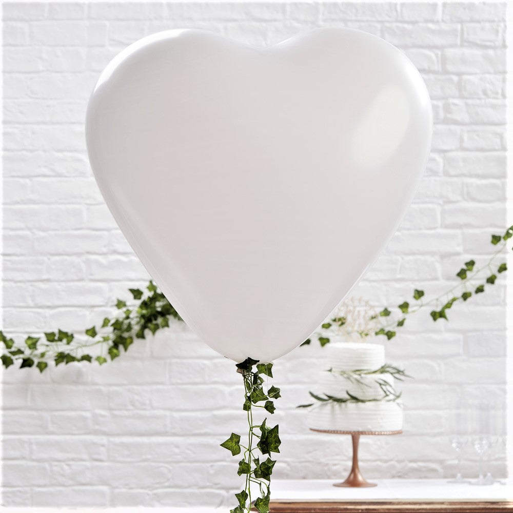 Giant White Heart Balloons 3pk