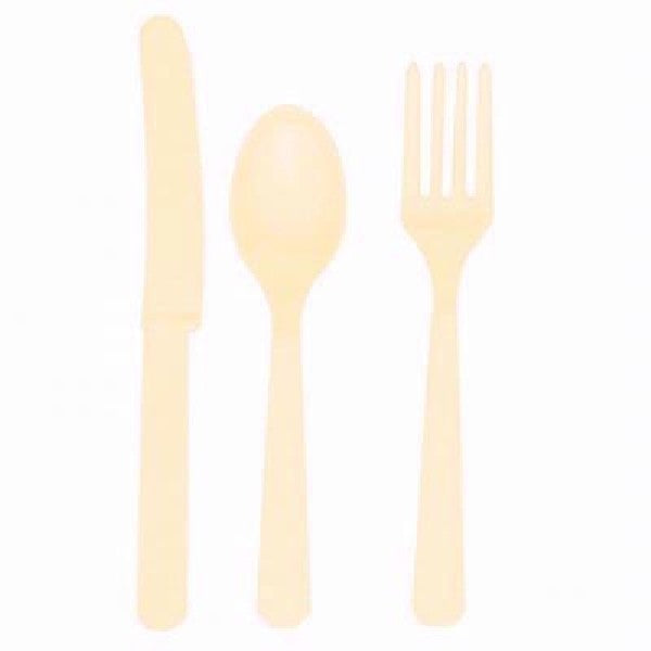 Ivory Plastic Cutlery Set - 6 People