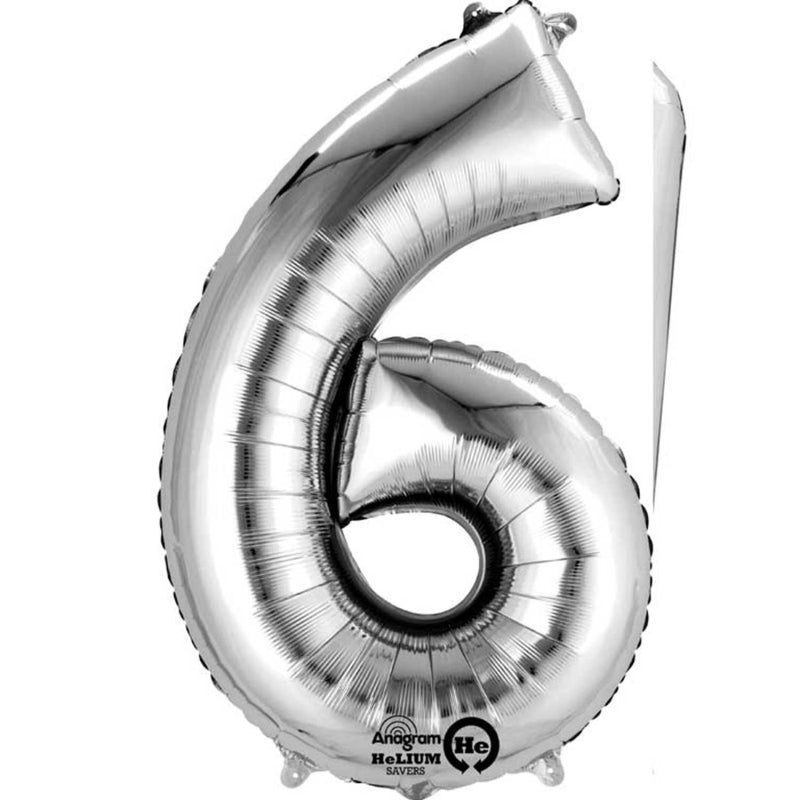 16'' Foil Number 6 - Silver Packaged Air Fill (Anagram)