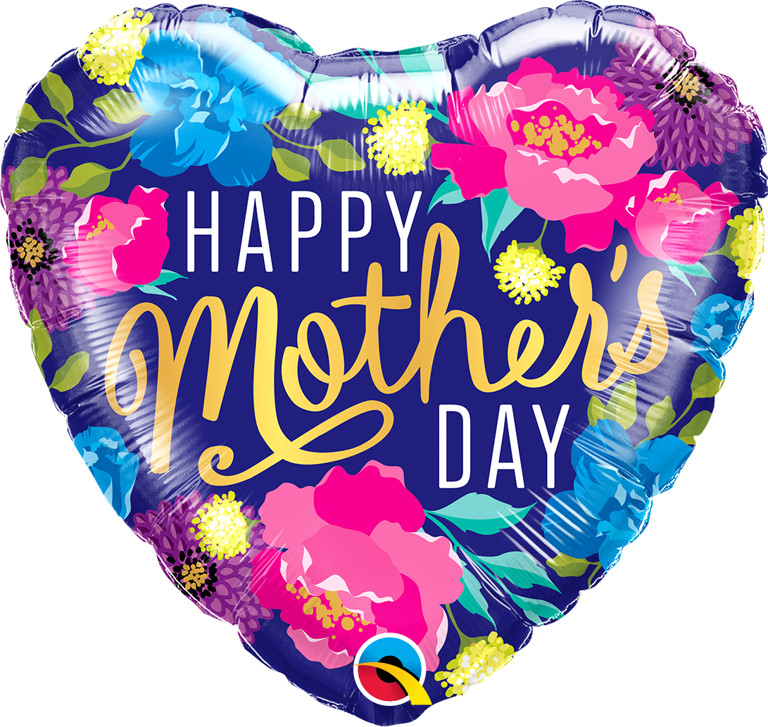 Qualatex 21541 - Happy Mothers Day Colourful Peonies Foil Balloon 18''