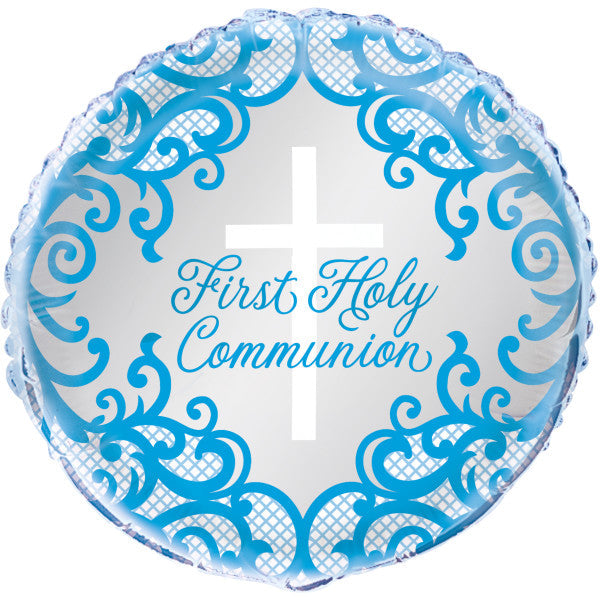 Fancy Blue Cross First Holy Communion Foil Balloon 18''