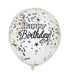 Happy Birthday Confetti Balloons - Silver & Gold 6pk