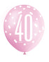 Pink Glitz 40th Birthday Latex Balloons 6pk