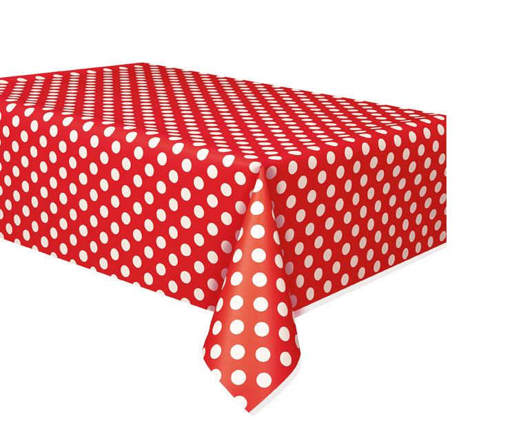 Red Polka Dot Plastic Table Cover