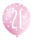 Pink Glitz 21st Birthday Latex Balloons 6pk