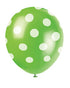 Lime Green Polka Dot Latex Balloons 6pk
