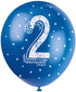 Pearlised Latex Assorted Number 2 Birthday Balloons, Pack of 5