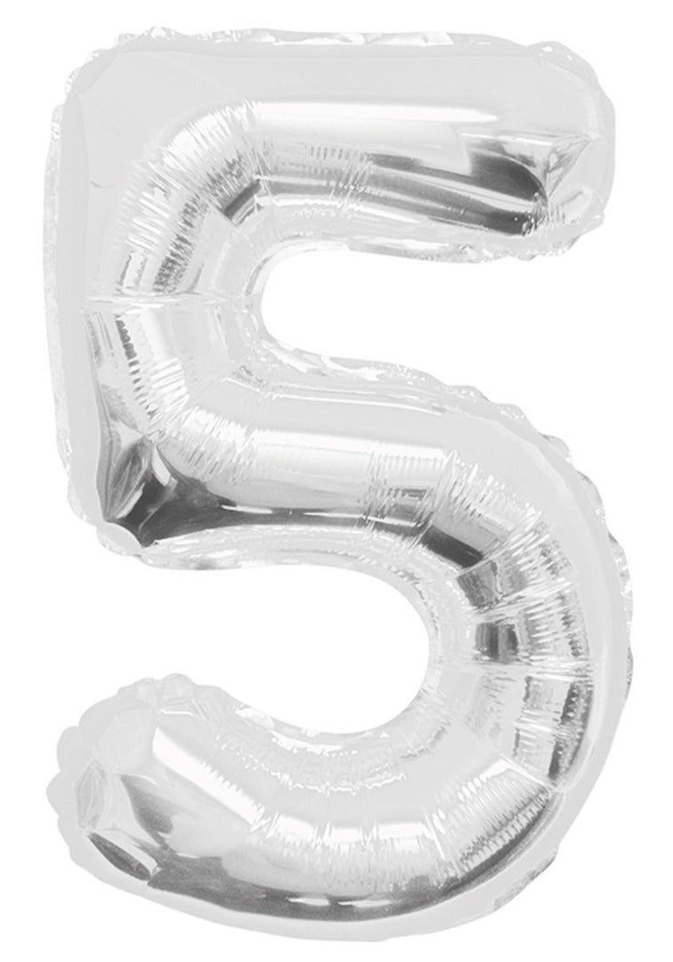 Giant Silver Foil Number '5' Balloon