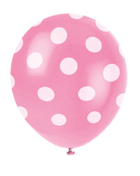 Hot Pink Polka Dot Latex Balloons 6pk