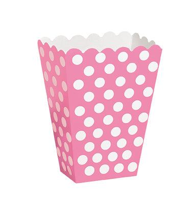 Hot Pink Polka Dot Party Treat Boxes 8pk