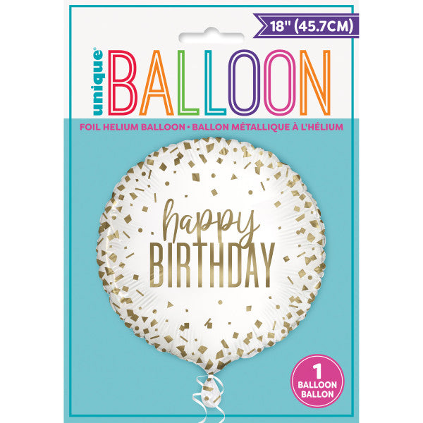 Confetti Gold Birthday Round Foil Balloon 18''