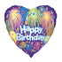 Heart Birthday Fireworks Round Foil Balloon 18''