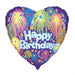 Heart Birthday Fireworks Round Foil Balloon 18''