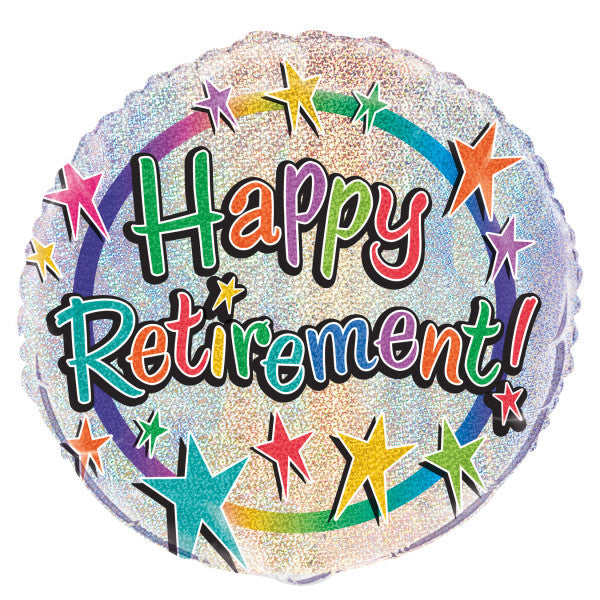 Happy Retirement Prism Round Foil Balloon 18'',