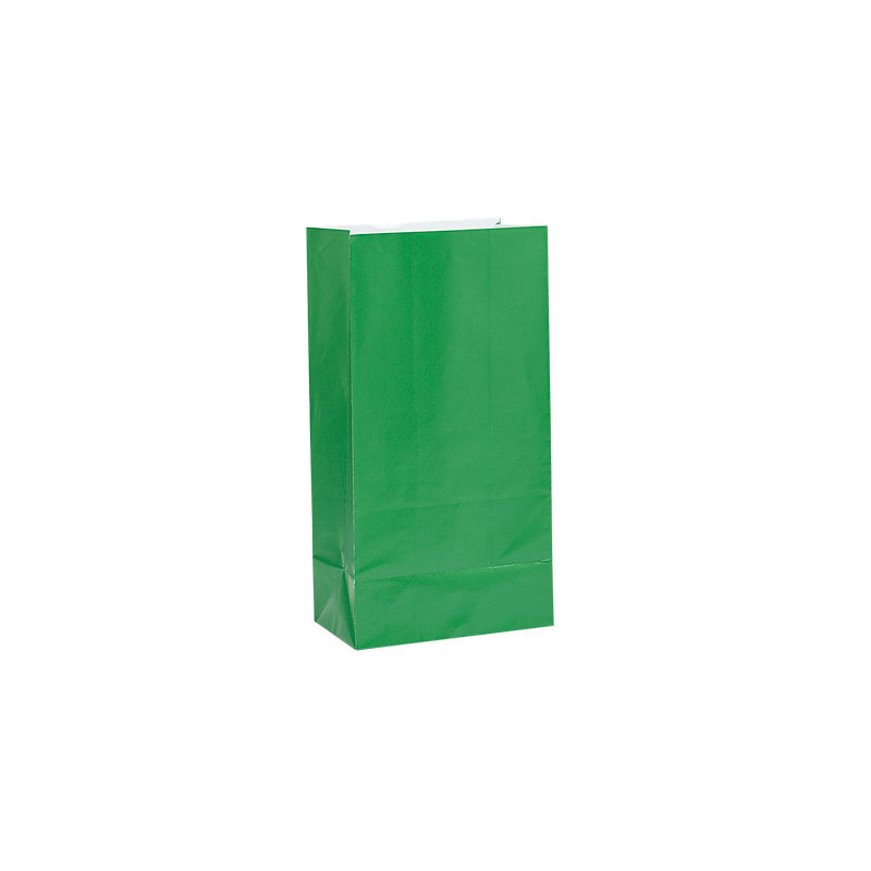 PAPER PARTY BAGS GREEN (12PK)