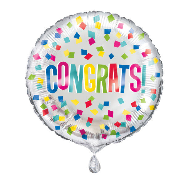 Colorful Congrats Round Foil Balloon 18''