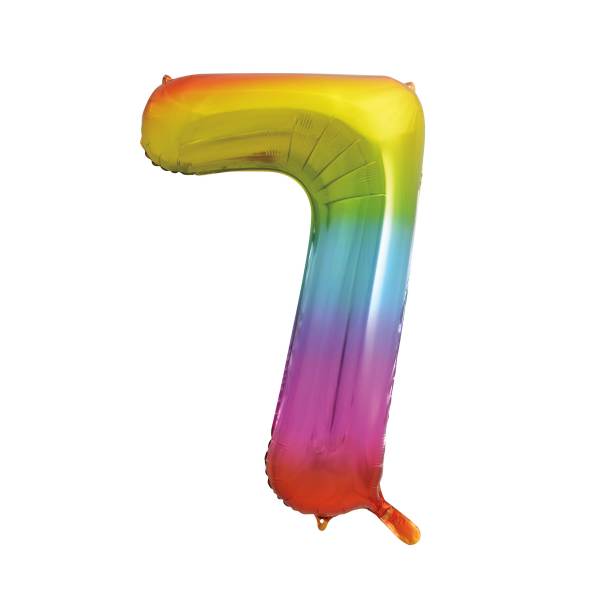 Rainbow Number 7 Shaped Foil Balloon 34'',