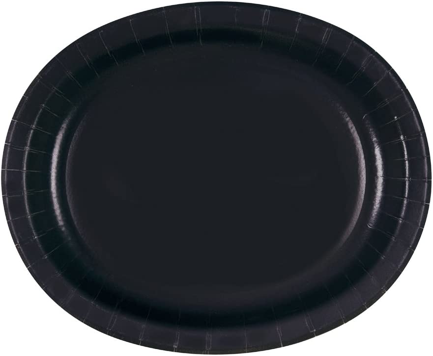 Midnight Black Oval Plates 8pk