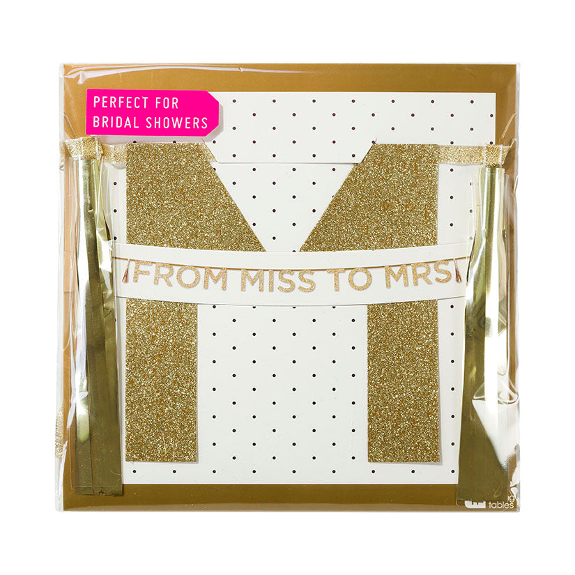 From Miss To Mrs Gold Glitter Banner