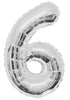 Giant Silver Foil Number '6' Balloon
